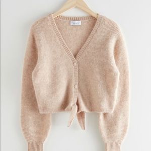 Cropped front tie sweater